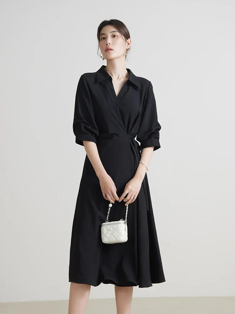 Wrap V-Neck A-Line Dress Half Sleeve Summer Maxi