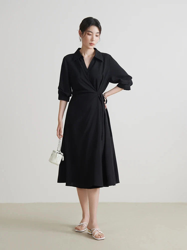 Wrap V-Neck A-Line Dress Half Sleeve Summer Maxi