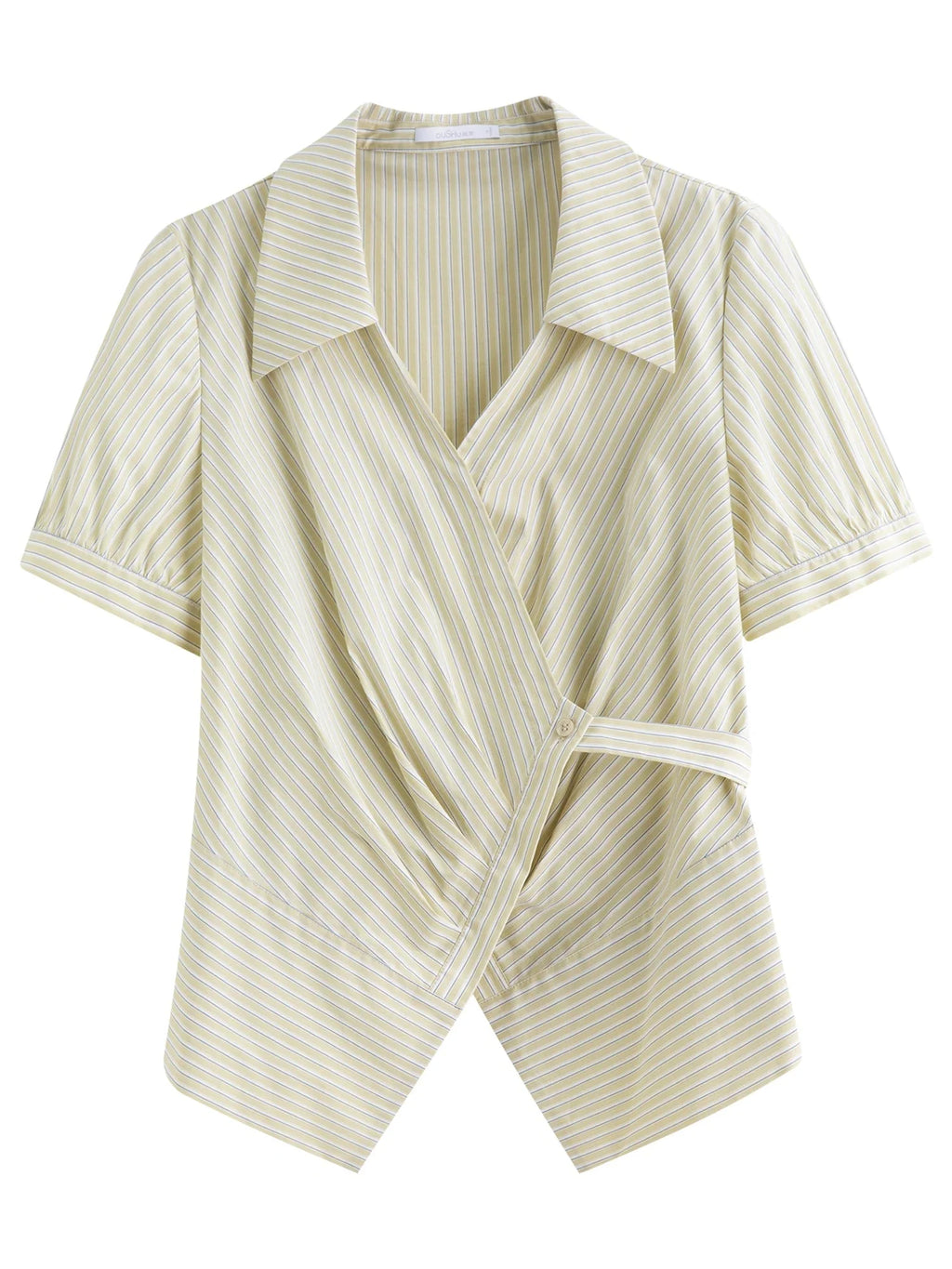 Striped Wrap Shirt V-Neck Summer Office Blouse
