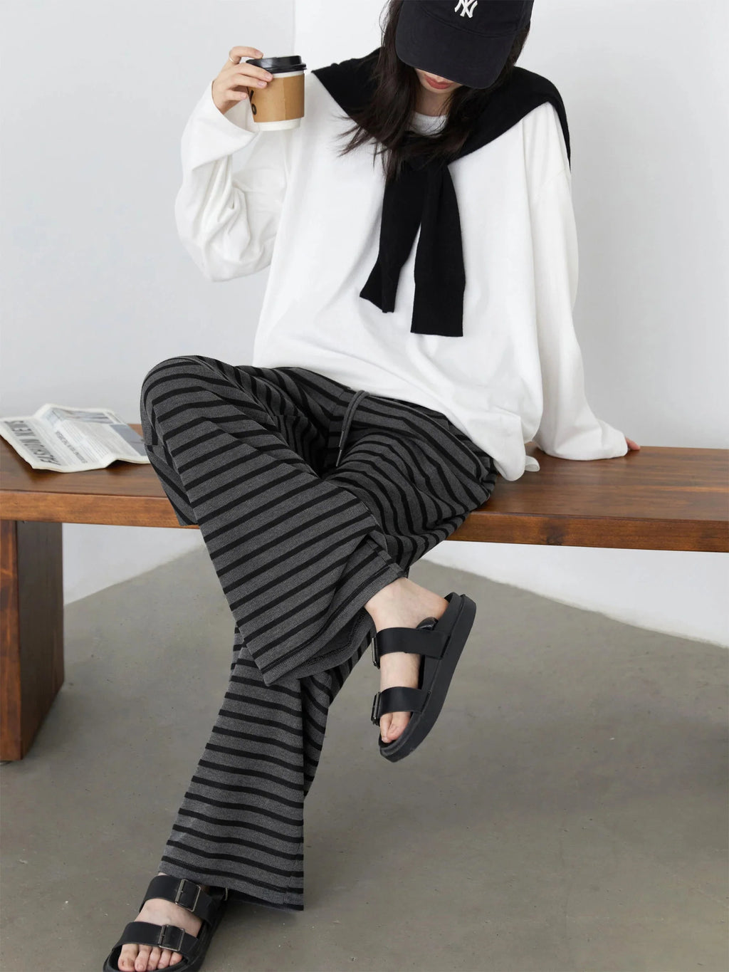 Striped Wide Leg Pants Loose Casual Spring Trousers