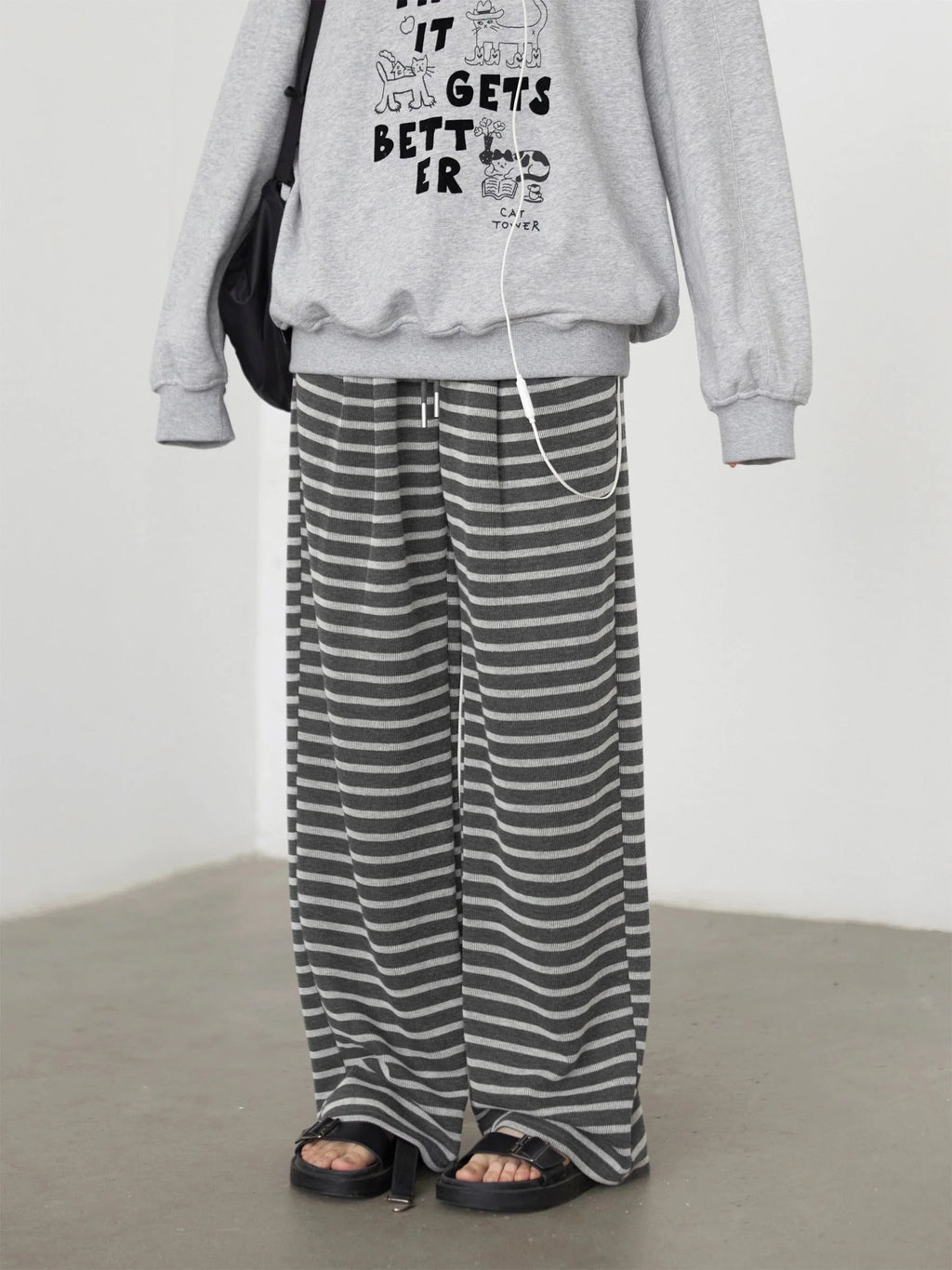 Striped Wide Leg Pants Loose Casual Spring Trousers